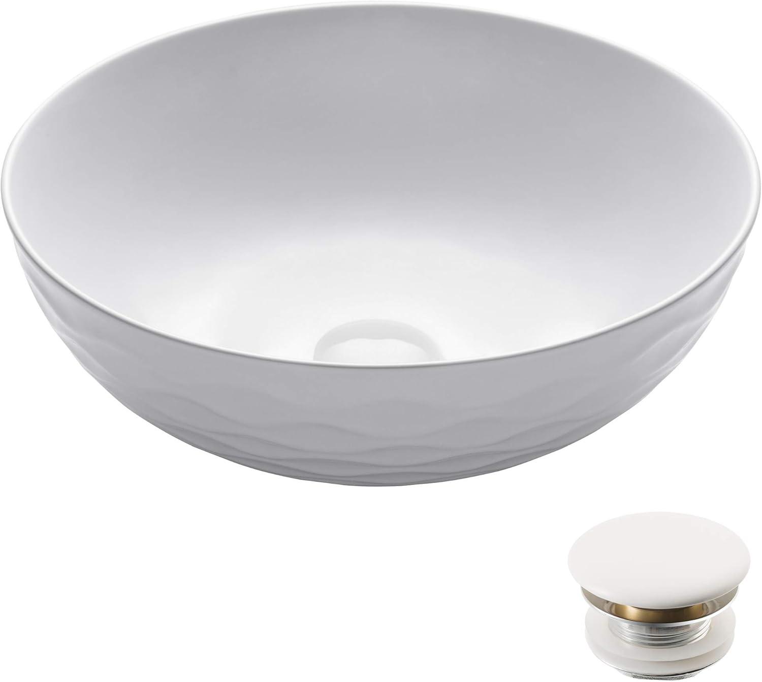 KRAUS Viva™ Thin Porcelain Ceramic Vessel Bathroom Sink with Pop-Up Drain