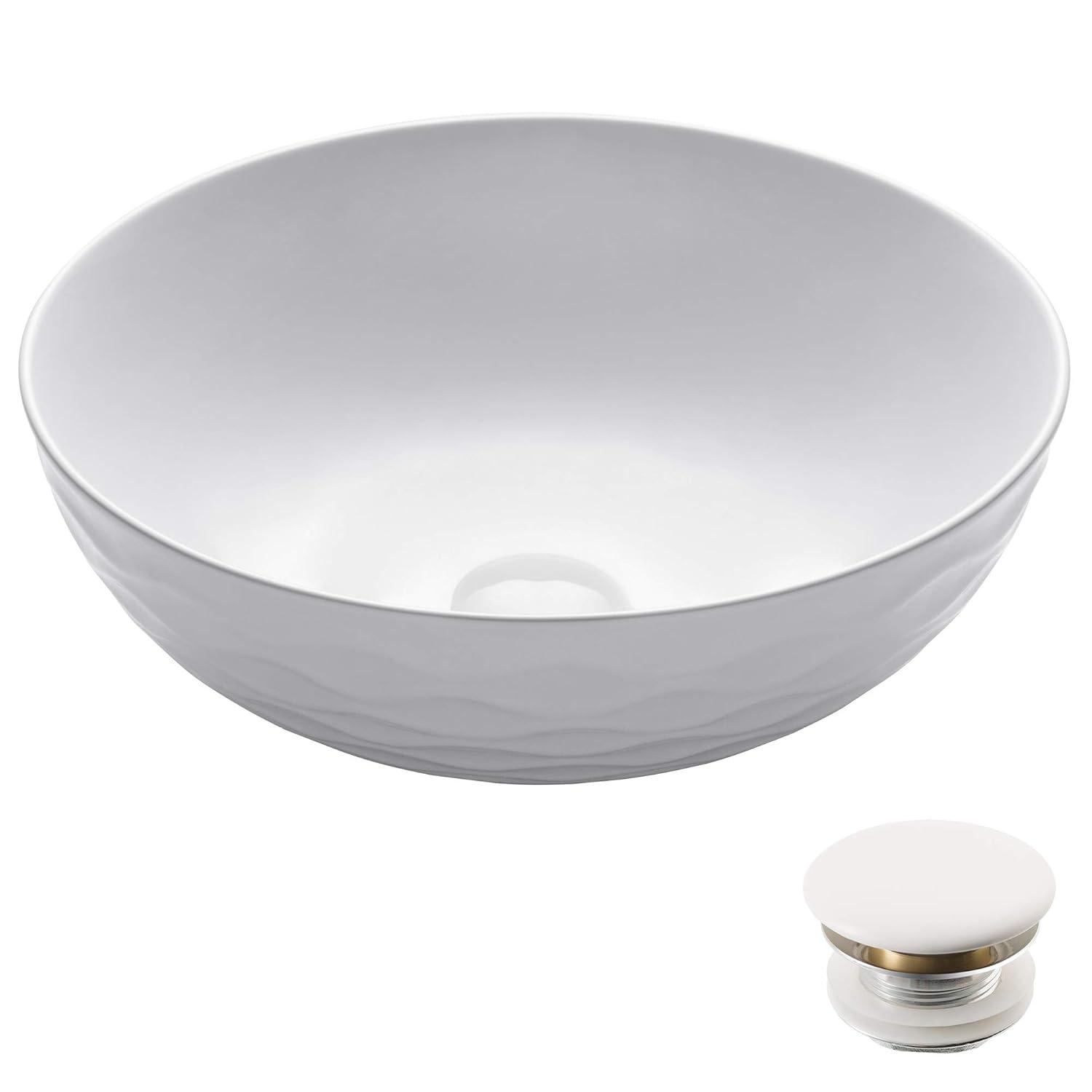 KRAUS Viva™ Thin Porcelain Ceramic Vessel Bathroom Sink with Pop-Up Drain