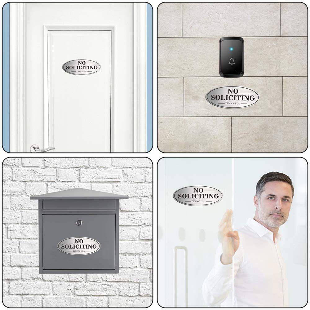 No Soliciting Sign For Front Door, (2 Pack) Self-Adhesive 7 x 3 Inches Seriously Don't Make it Weird Aluminum Metal Signs