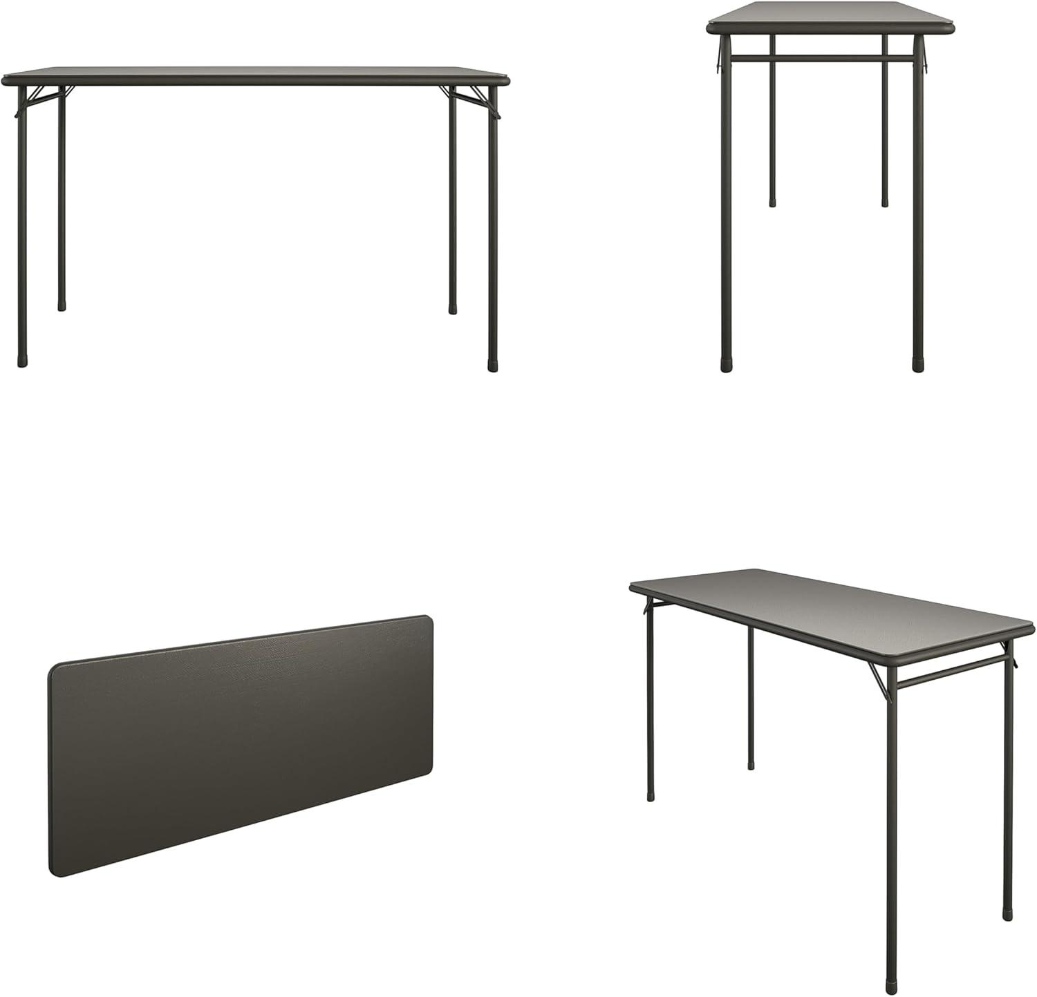 Sleek Black 20" x 48" Vinyl-Top Foldable Utility Table