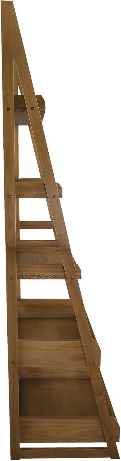 Alpine Gray Solid Wood 5-Shelf Ladder Bookcase