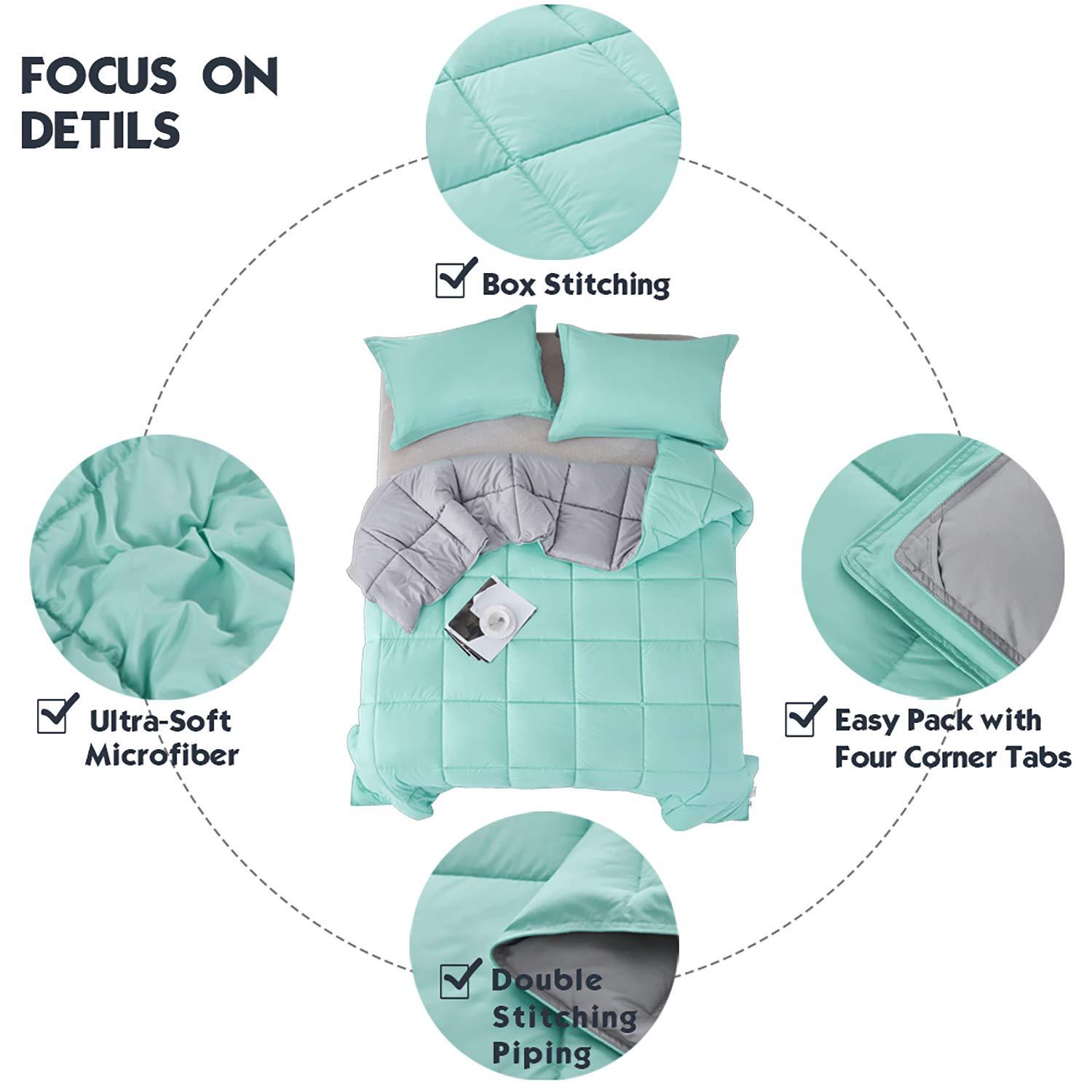 Homechoice International Group 3pc Comforter Set - All Season Reversible Down Alternative Comforter with Two Shams - Quilted Duvet Insert with Corner Tabs - Box Stitched Blanket - Breathable, Soft, Fluffy