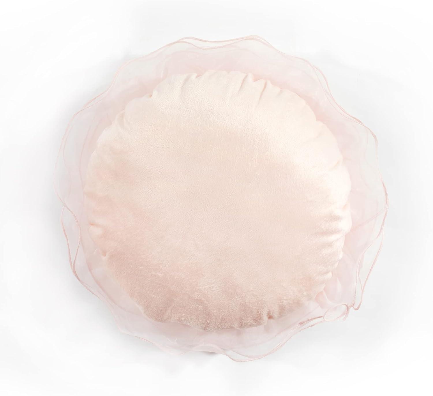 Lush Decor 17 in x 17 in Pink Ruffle Polyester Decorative Pillow