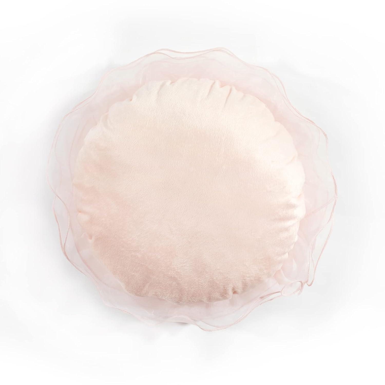 Lush Decor 17 in x 17 in Pink Ruffle Polyester Decorative Pillow