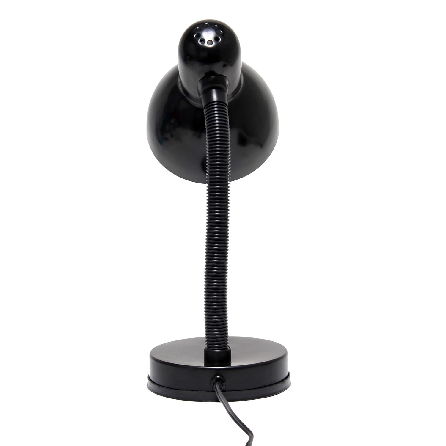 Simple Designs 14.25" Basic Metal Desk Lamp with Flexible Hose Neck (Includes LED Light Bulb) Black