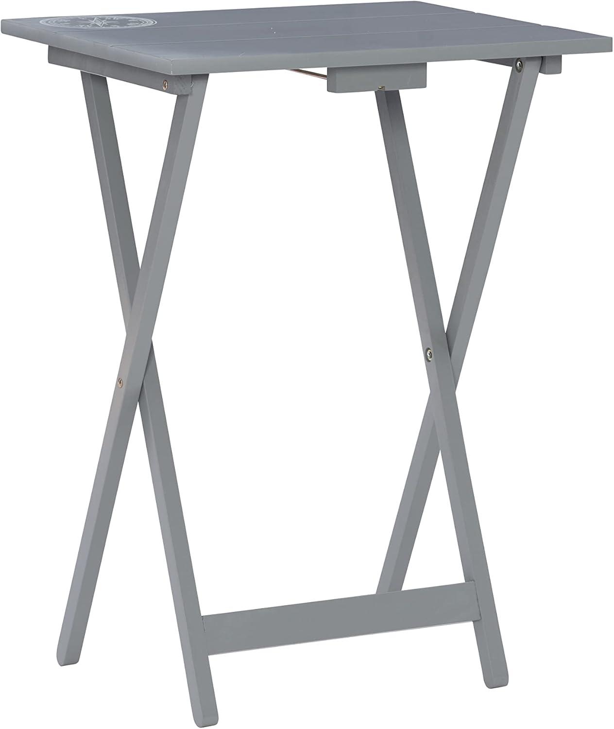 Gray Wood Foldable TV Tray Table Set with Stand