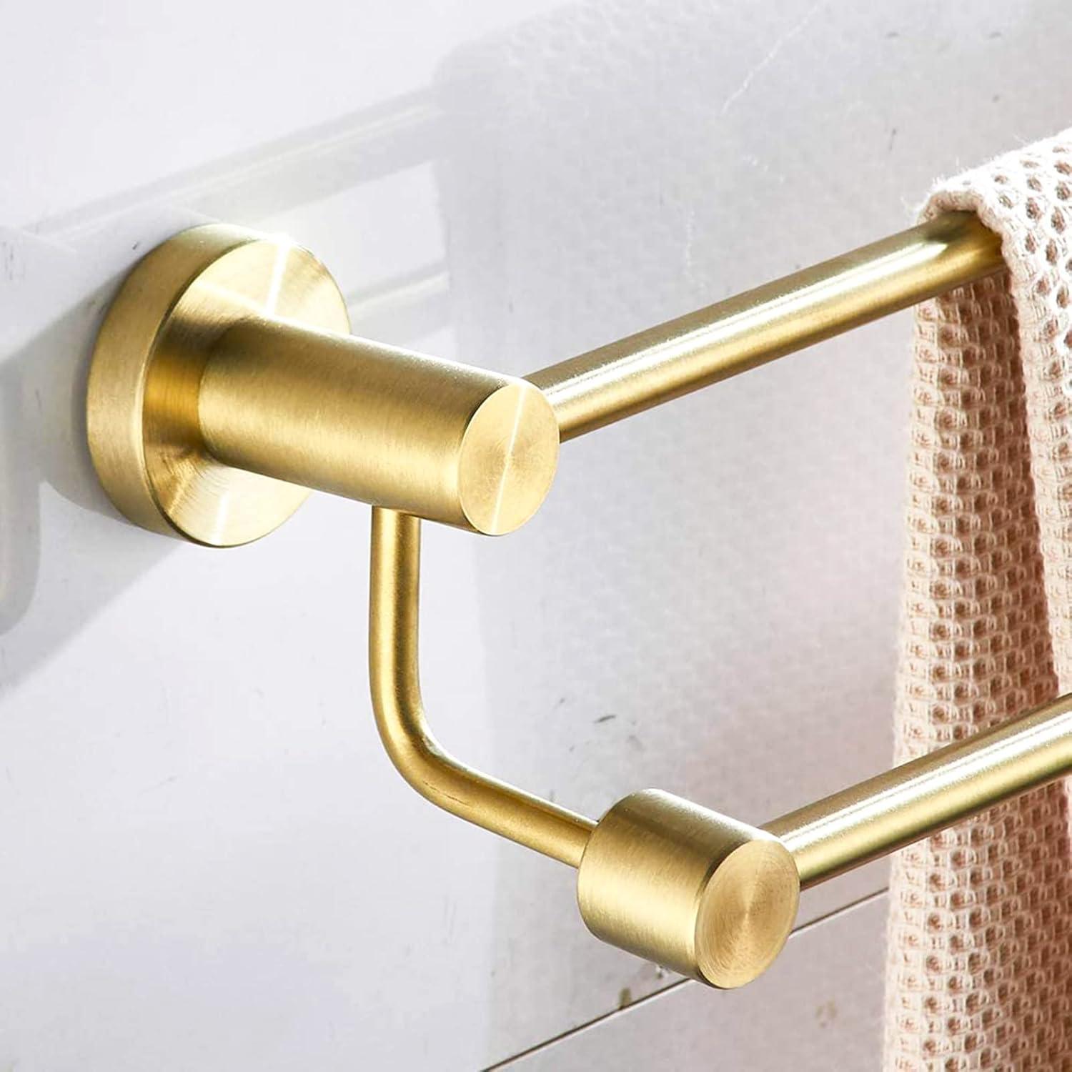 Brushed Gold Stainless Steel Double Towel Bar Rack