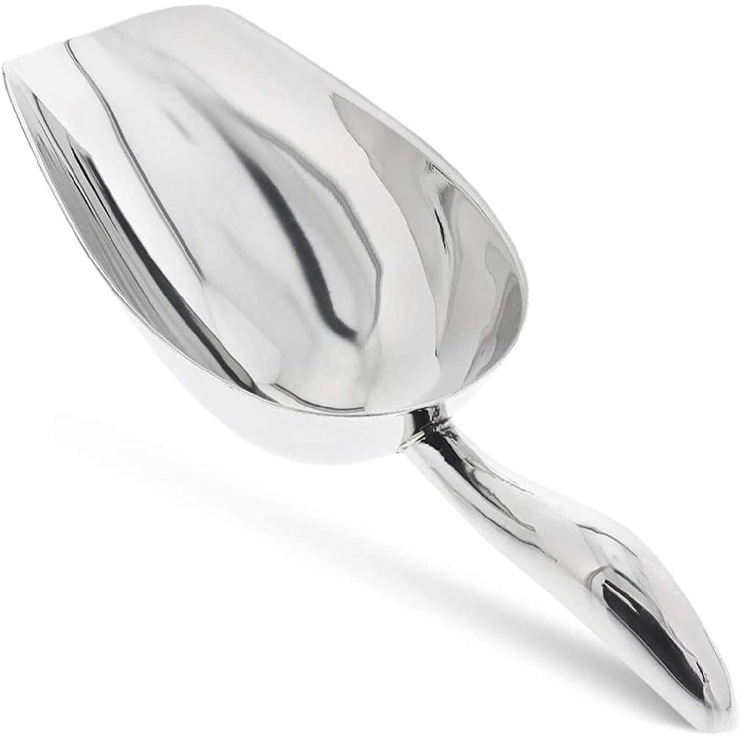 Juvale 6oz Stainless Steel Scoop for Ice Bucket, Small Silver Metal Scoop for Flour, Kitchen, Bar, Candy, 9.2 x 3.3 Inches