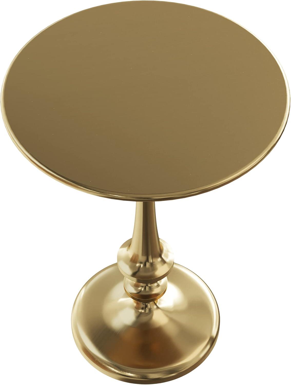 Side Table - Iron Pedestal Table with Antiqued Brass Finish for Couch, Loveseat, Entryway, or Bed - Vintage Living Room Furniture by Lavish Home