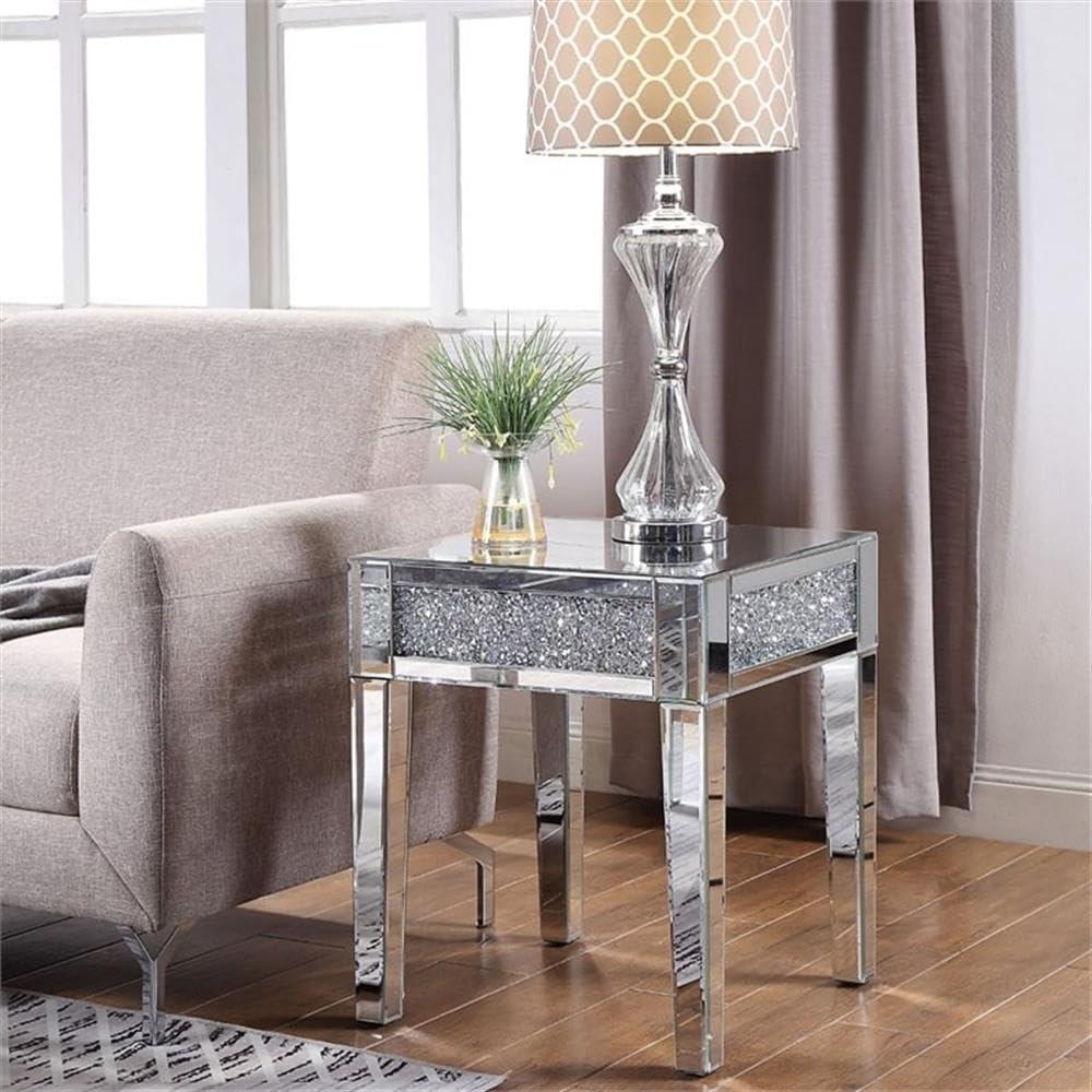 Trio Supply House Ravine Mirrored and faux diamond end table