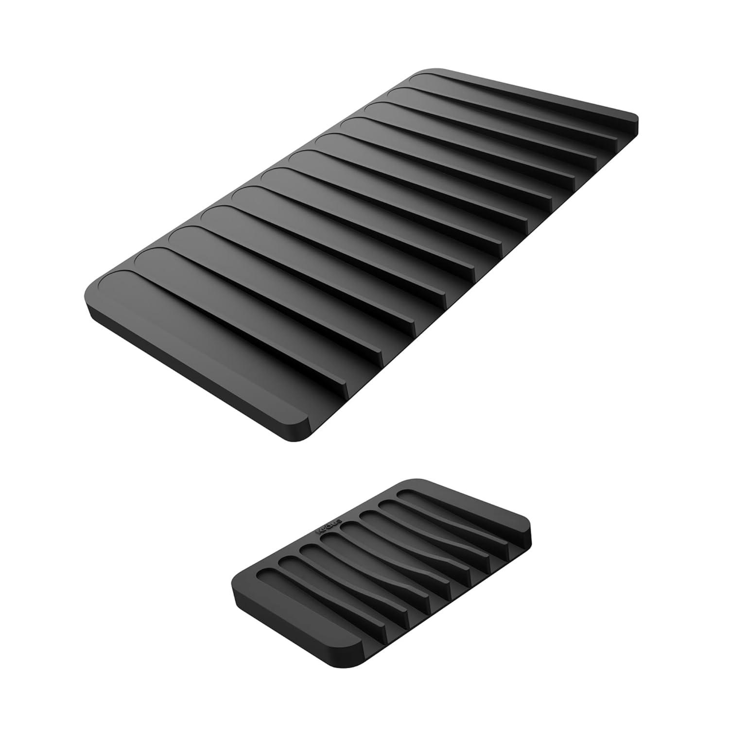 Kraus KRAUS Self-Draining Silicone Dish Drying Mat And Silicone Soap Dish Holder For Bathroom Or Kitchen Counter, KDM-10-05DG