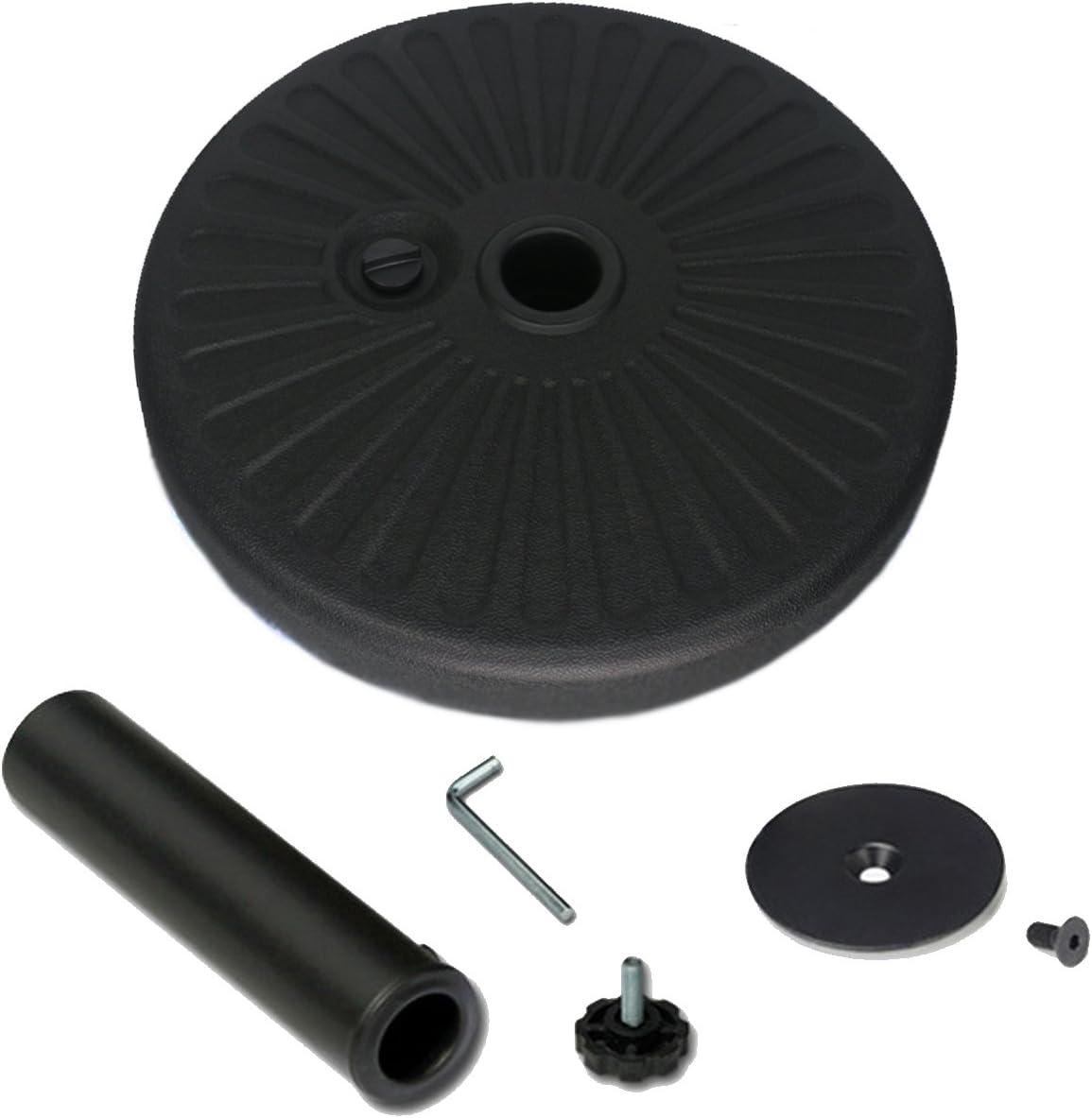 Costway 20'' Round 23L Water Filled Umbrella Base Stand Self-filled Patio Furniture Black