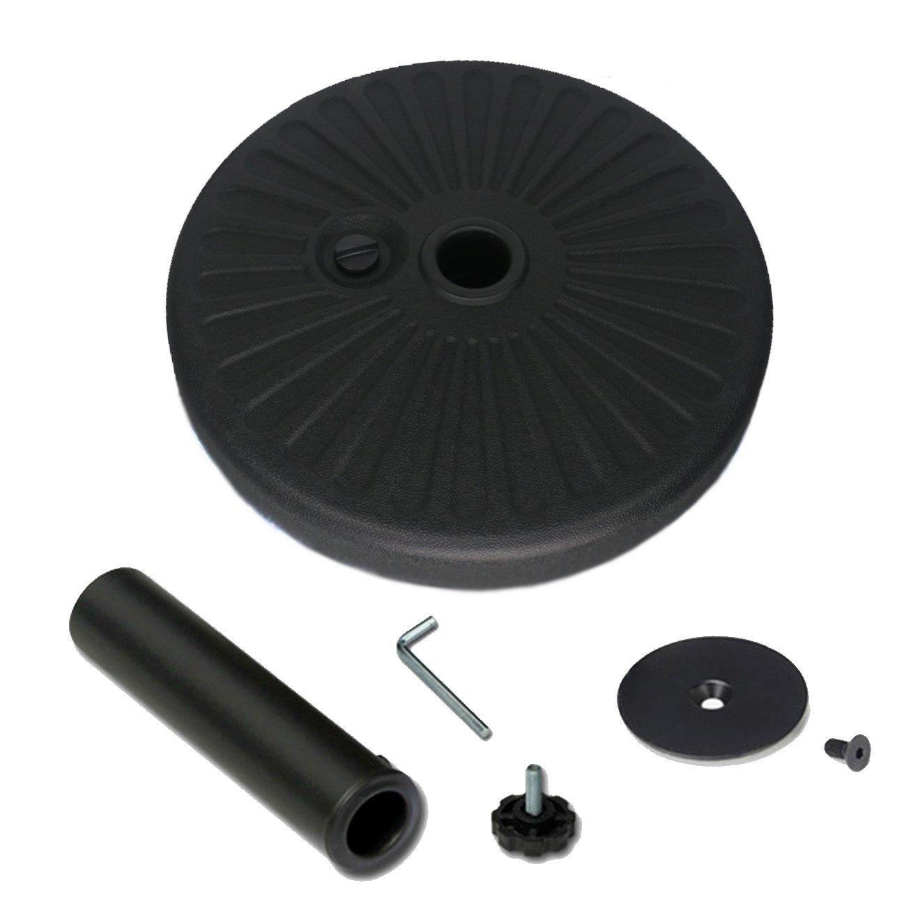 Costway 20'' Round 23L Water Filled Umbrella Base Stand Self-filled Patio Furniture Black