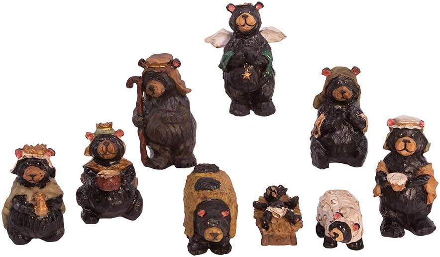 Kurt Adler 4-Inch Resin Nativity Bear Set of 9 Pieces