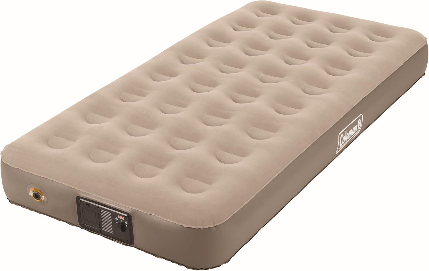 Queen Size Beige Air Mattress with Built-In Pump