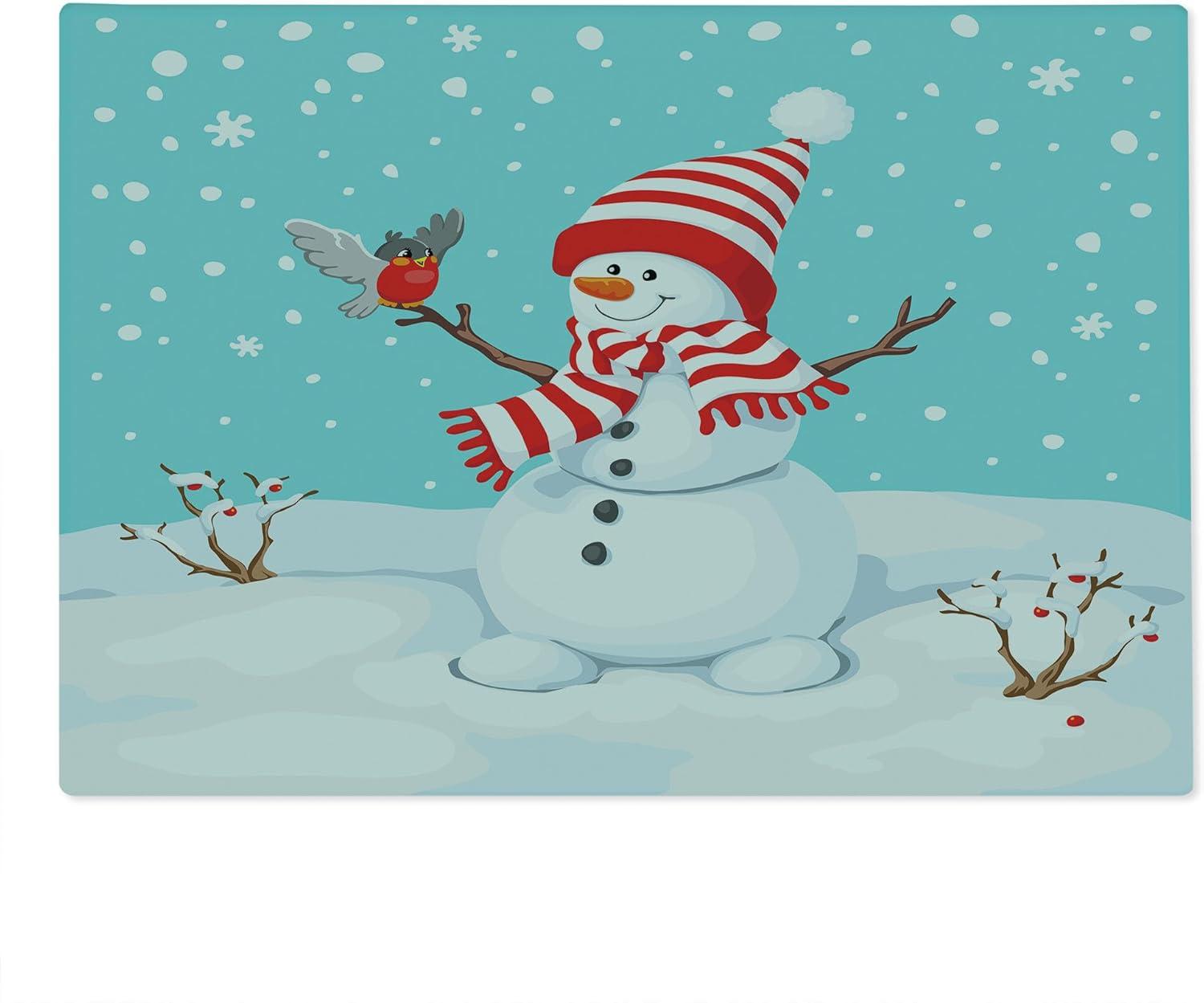 Christmas Cutting Board, Xmas Traditional Winter Season Theme Fir Twigs and Vibrant Balls Graphic Print, Decorative Tempered Glass Cutting and Serving Board, Large Size, Red Green, by Ambesonne