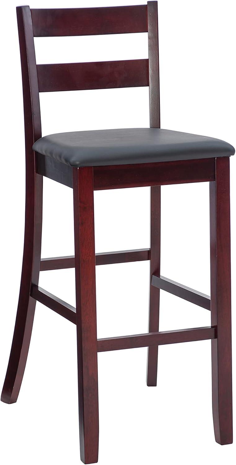 29" Triena Soho Padded Seat Faux Leather Barstool Hardwood/Brown - Linon: Upholstered, 31" High