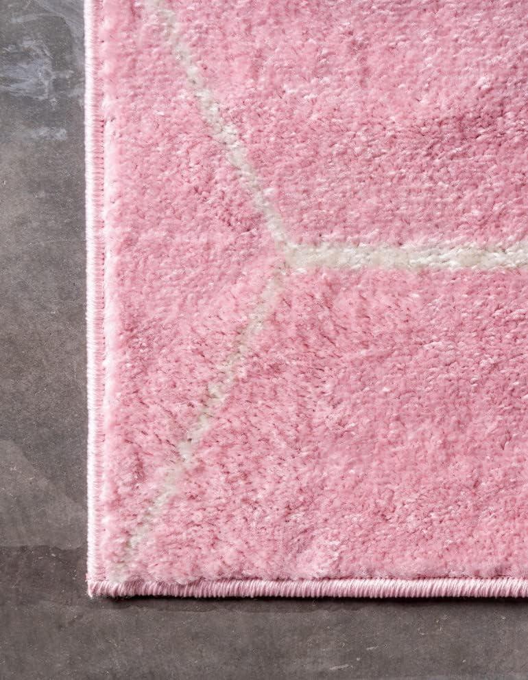 Unique Loom 7' 0 x 10' 0 Trellis Frieze Geometric Light Pink Area Rug