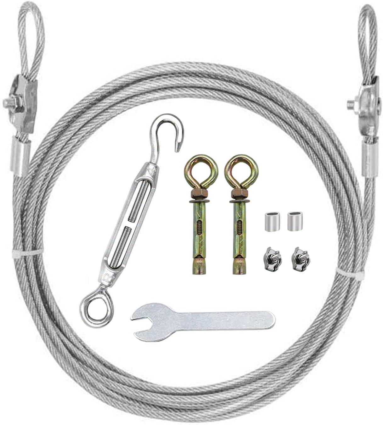 MHY 16Ft Heavy Clotheslines,Outdoors 304 Stainless Steel Clothes Line,Heavy Duty Cable Wire Rope with Retractable System，Windproof Clothes Rope for Outdoor/Indoor/Home/Drying/Curtain Hanging