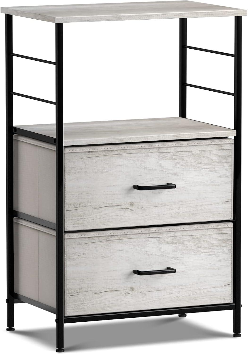 Sorbus Sorbus 1 Drawer and Shelves Nightstand with Steel Frame, Wood Top & Fabric Bins