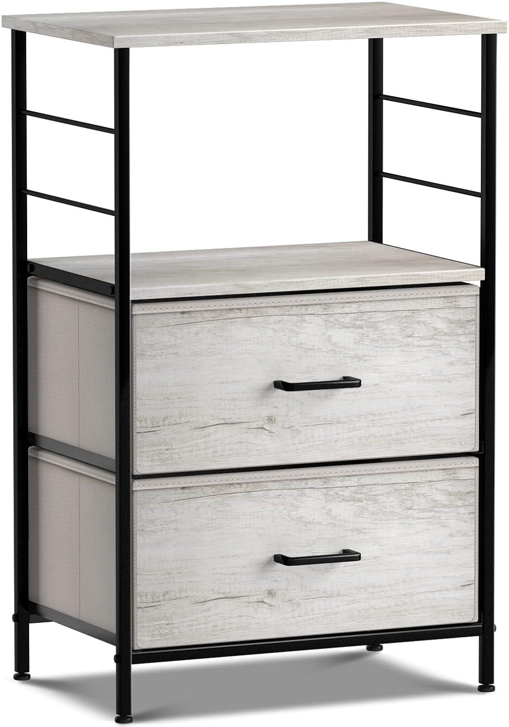 Sorbus Sorbus 1 Drawer and Shelves Nightstand with Steel Frame, Wood Top & Fabric Bins