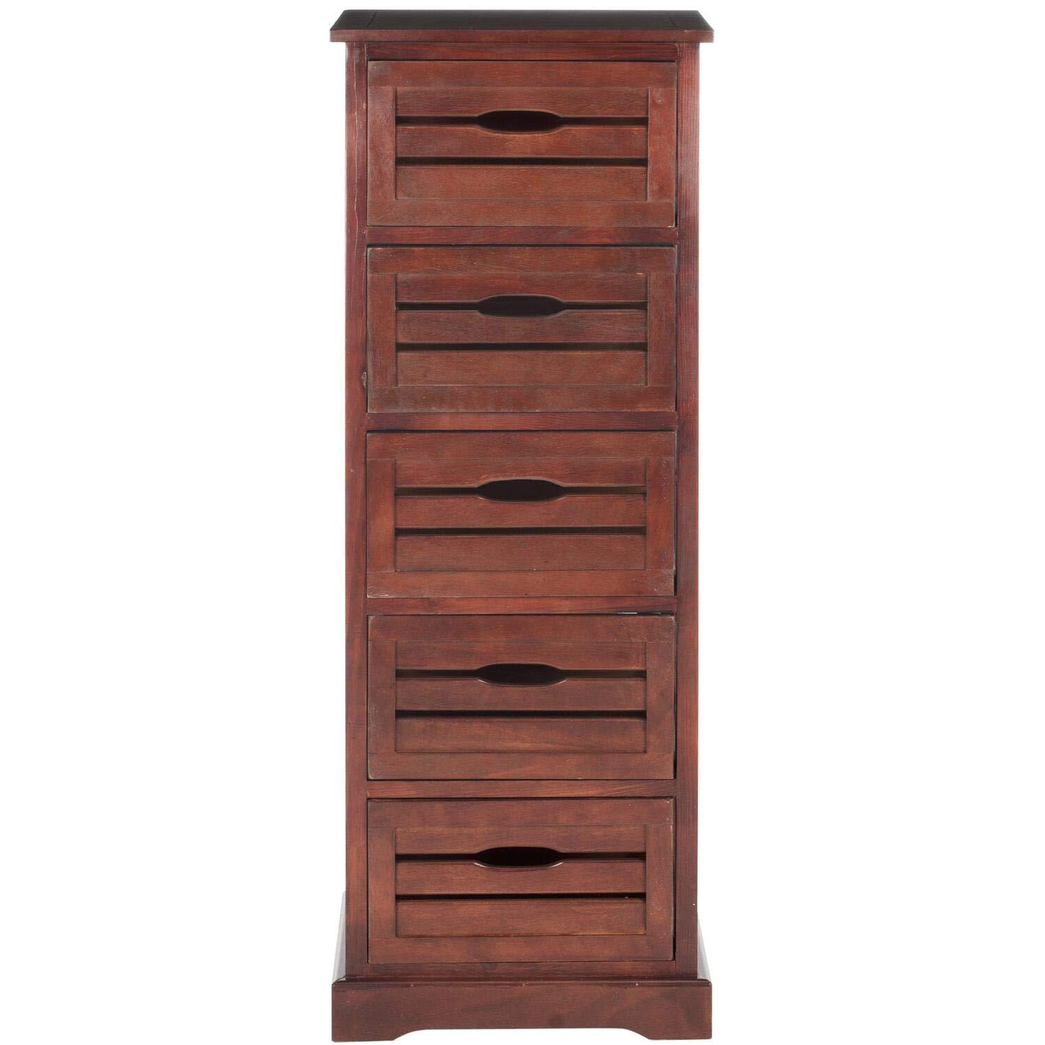 Samara 5 Drawer Cabinet - AMH5714 - Dark Cherry - Safavieh Couture
