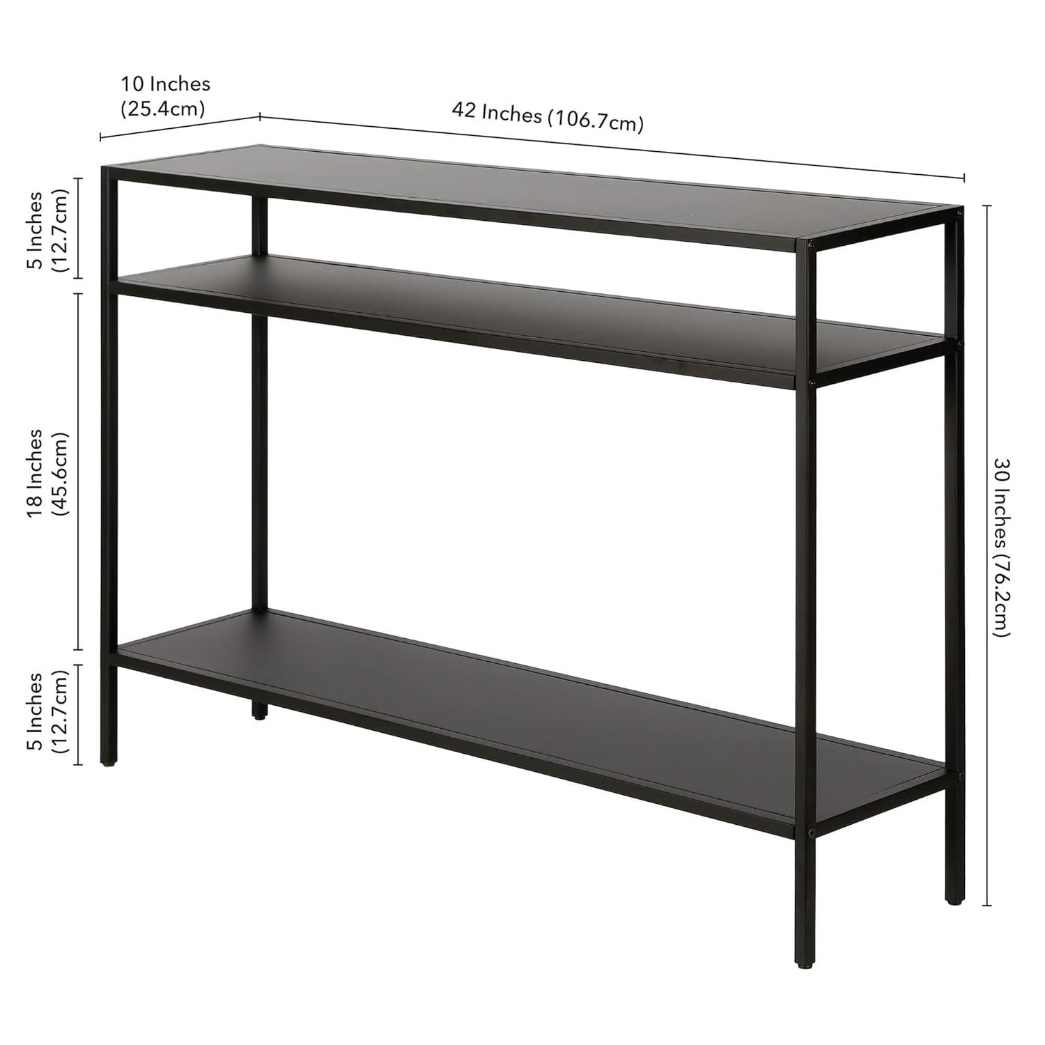 Evelyn&Zoe Ricardo 42" Wide Rectangular Console Table with Metal Shelves, Blackened Bronze