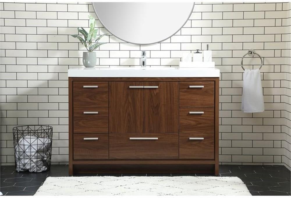 Elegant Decor Wyatt 48" Aluminum Alloy and MDF Single Bathroom Vanity in Walnut