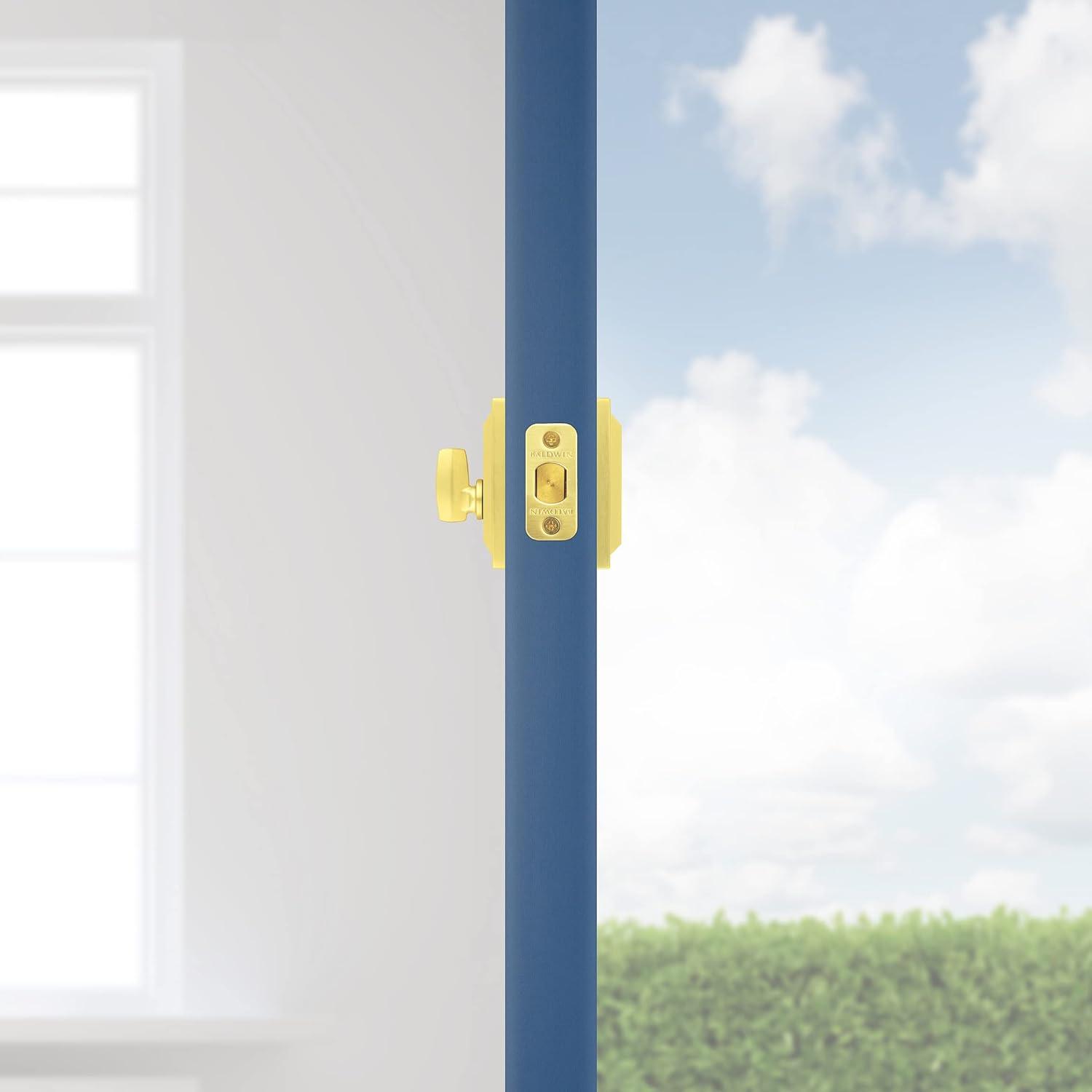 Baldwin Spyglass, Single Cylinder Front Door Deadbolt Featuring SmartKey Re-key Technology and Microban Protection, in Satin Brass