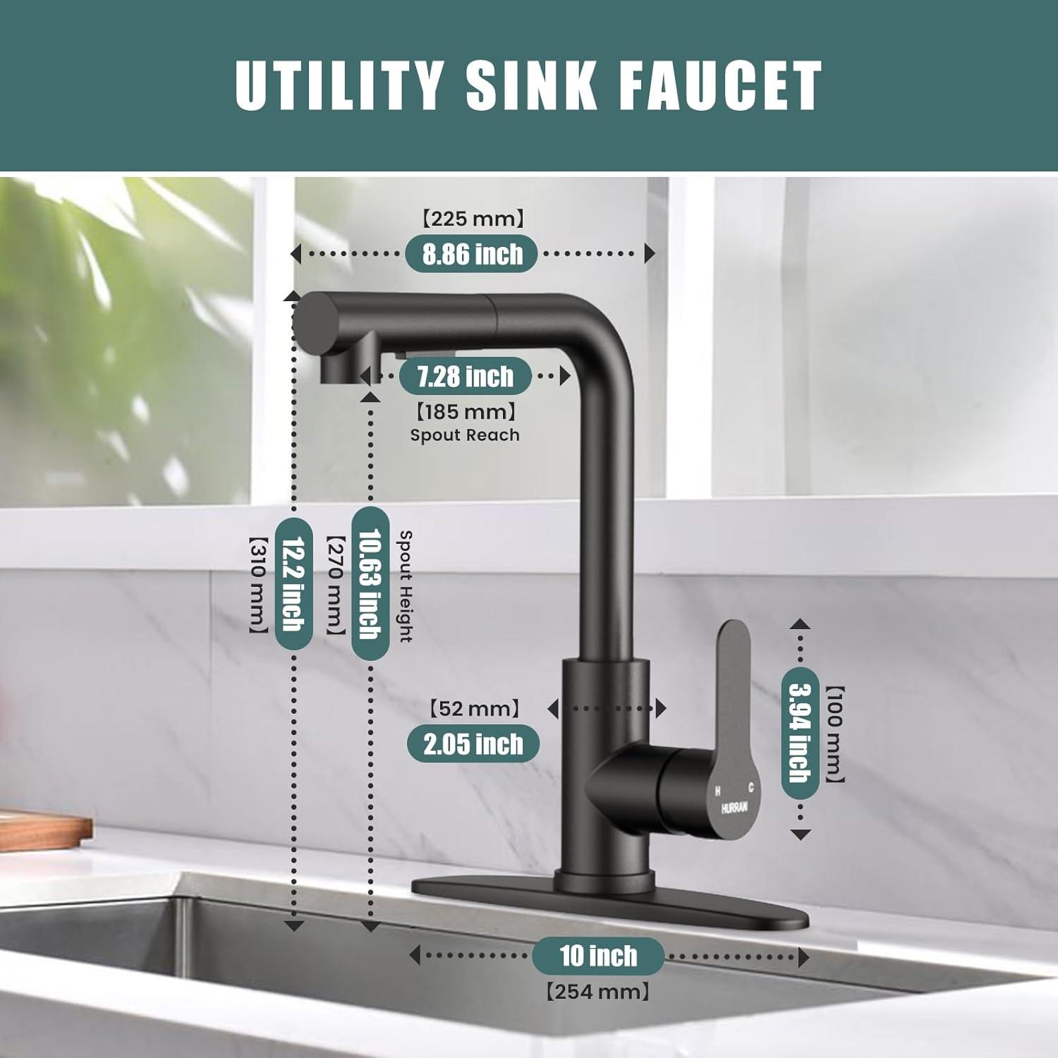 Matte Black Stainless Steel Pull-Out Spray Kitchen Faucet