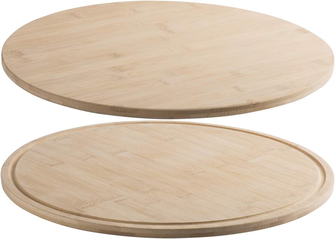 Hammont Bamboo Round Kitchen Cutting Board and Serving Tray 12"x0.5" 3 Pack