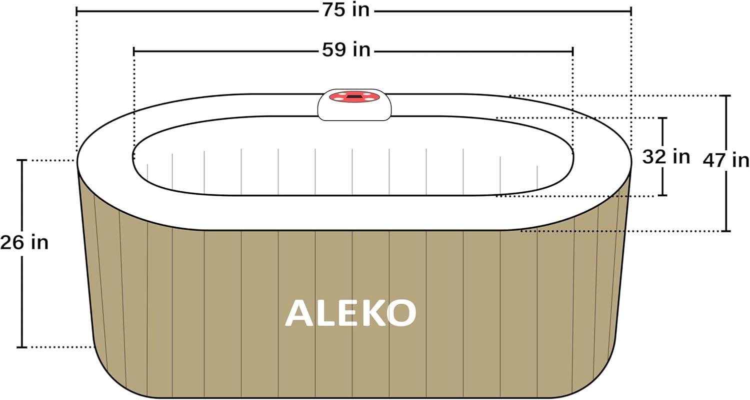 Aleko 145 Gallon Brown and White Oval Inflatable Hot Tub