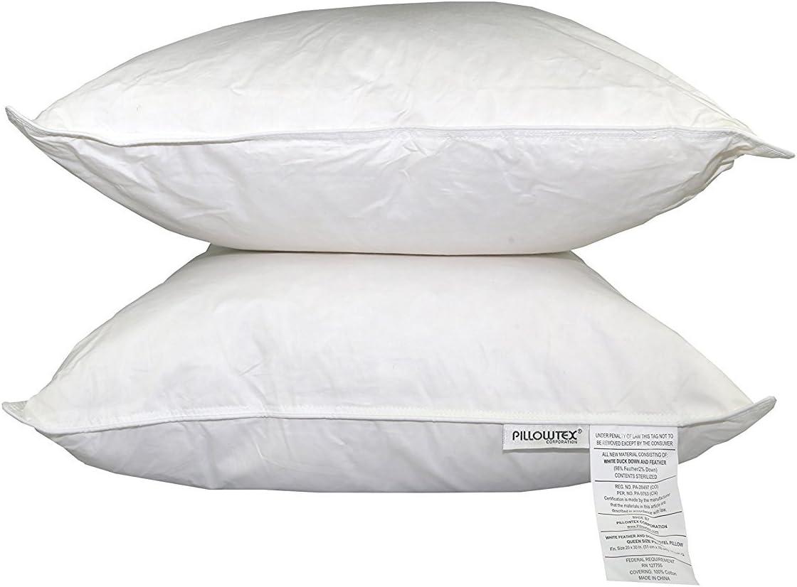 Pillowtex Hotel Feather and Down Standard Size Pillow Set Includes 2 Standard Size Pillows