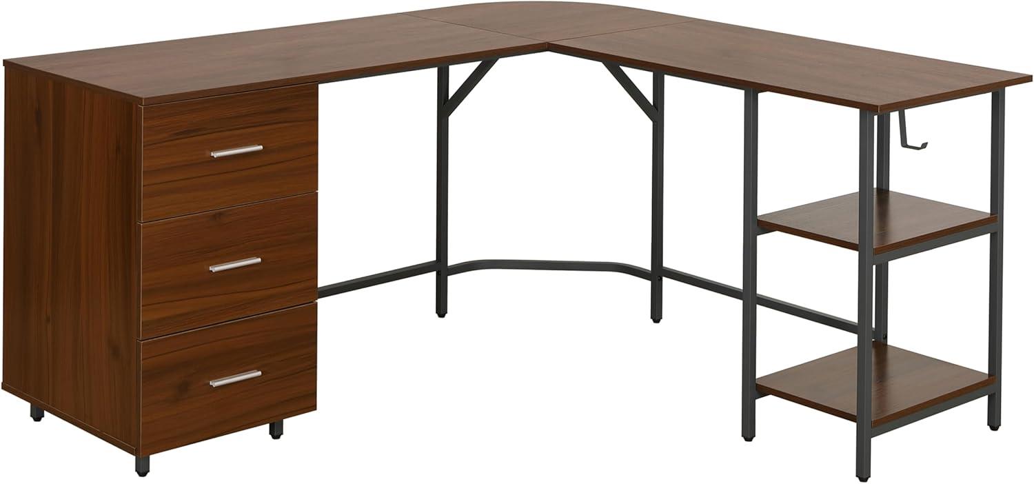 17 Stories Techni Mobili L-Shape Home Office Two-Tone Desk With Storage