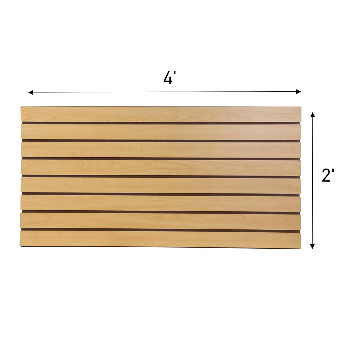 Maple Horizontal Slatwall Panels for Storage Organization, 4 ft x 2 ft, Pack of 2