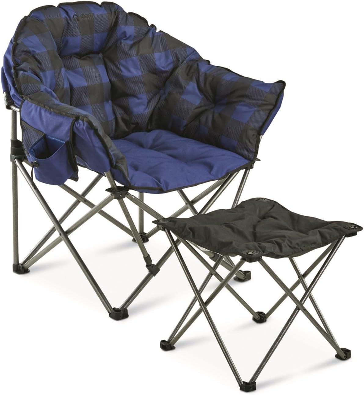 Guide Gear Oversized Club Camp Chair, 500-lb. Capacity Blue Plaid