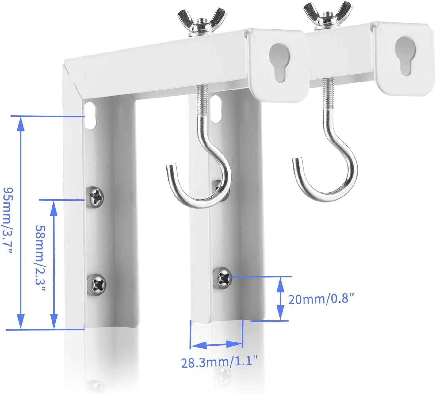 WALI Universal Projector Screen Ceiling Mount, Wall Hanging Mount L-Brackets, 12 inch Adjustable Extension with Hook Kit, Perfect Projector Screen Placement Hold up to 80 lbs (PSM001XL-W), White