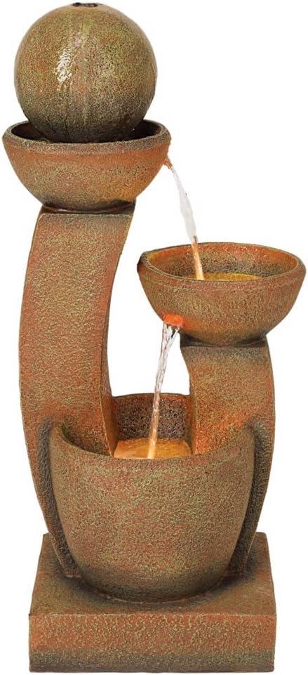 Curved Columns 31" High Large Modern Zen Indoor Outdoor Decor Faux Stone Floor Fountain with Light LED Outside Garden Patio
