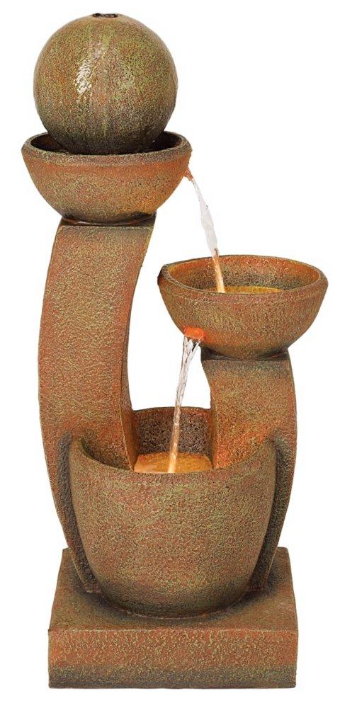 Curved Columns 31" High Large Modern Zen Indoor Outdoor Decor Faux Stone Floor Fountain with Light LED Outside Garden Patio