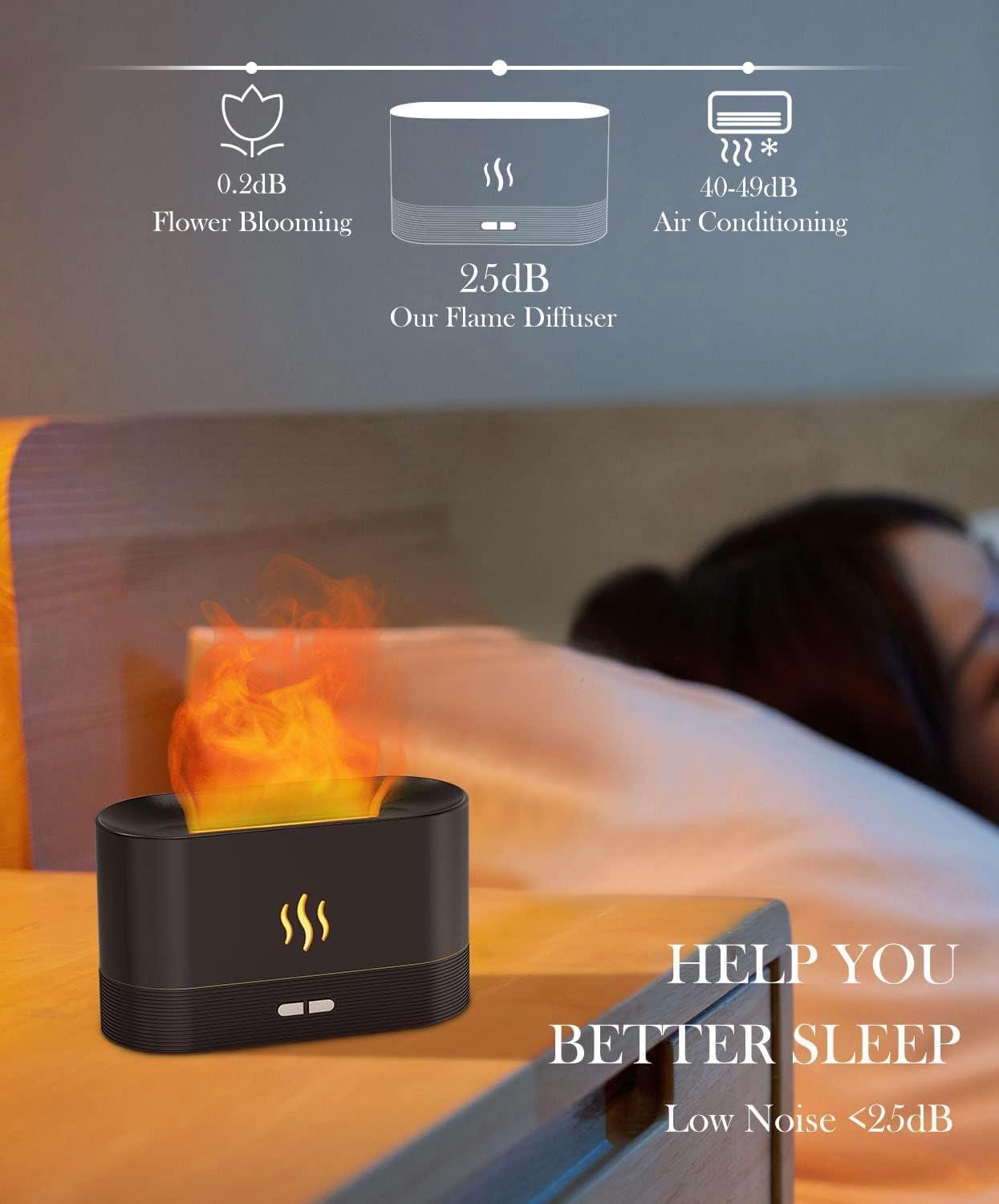 180ml Flame Air Humidifier Essential Oil Diffuser, TSV 3D USB 7 Color Light Aroma Diffuser for Home, Office, Spa, Gym