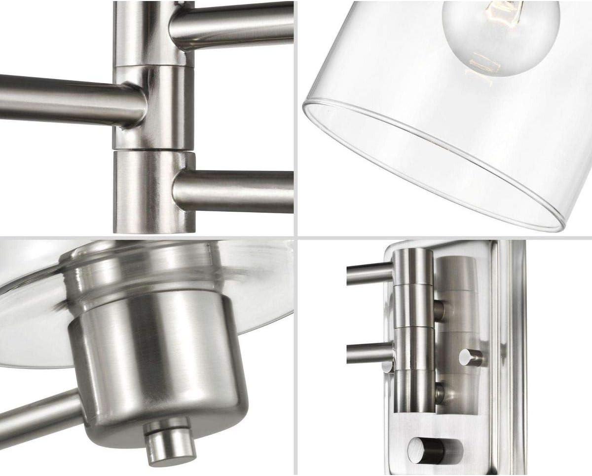 Progress Lighting Milner 1-Light Wall Bracket, Brushed Nickel, Clear Glass Shade