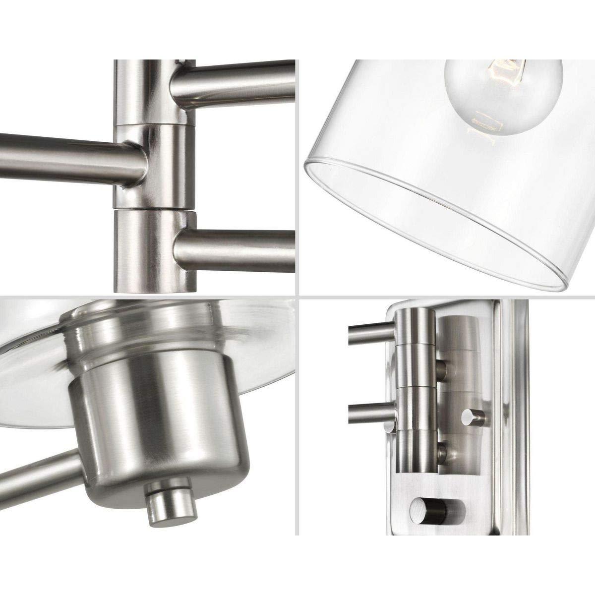 Progress Lighting Milner 1-Light Wall Bracket, Brushed Nickel, Clear Glass Shade