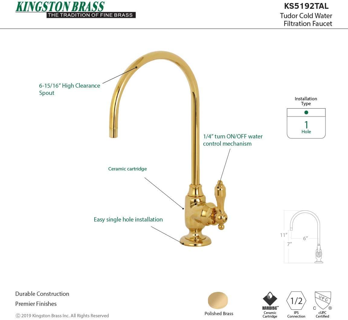 Kingston Brass Tudor Single-Handle 1-Hole Deck Mount Water Filtration Faucet