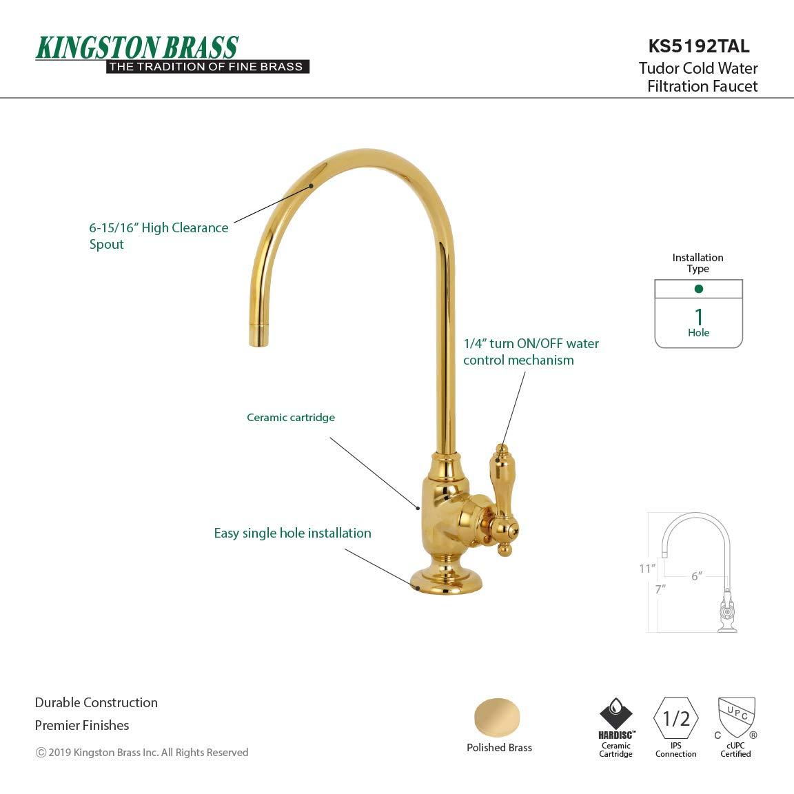 Kingston Brass Tudor Single-Handle 1-Hole Deck Mount Water Filtration Faucet
