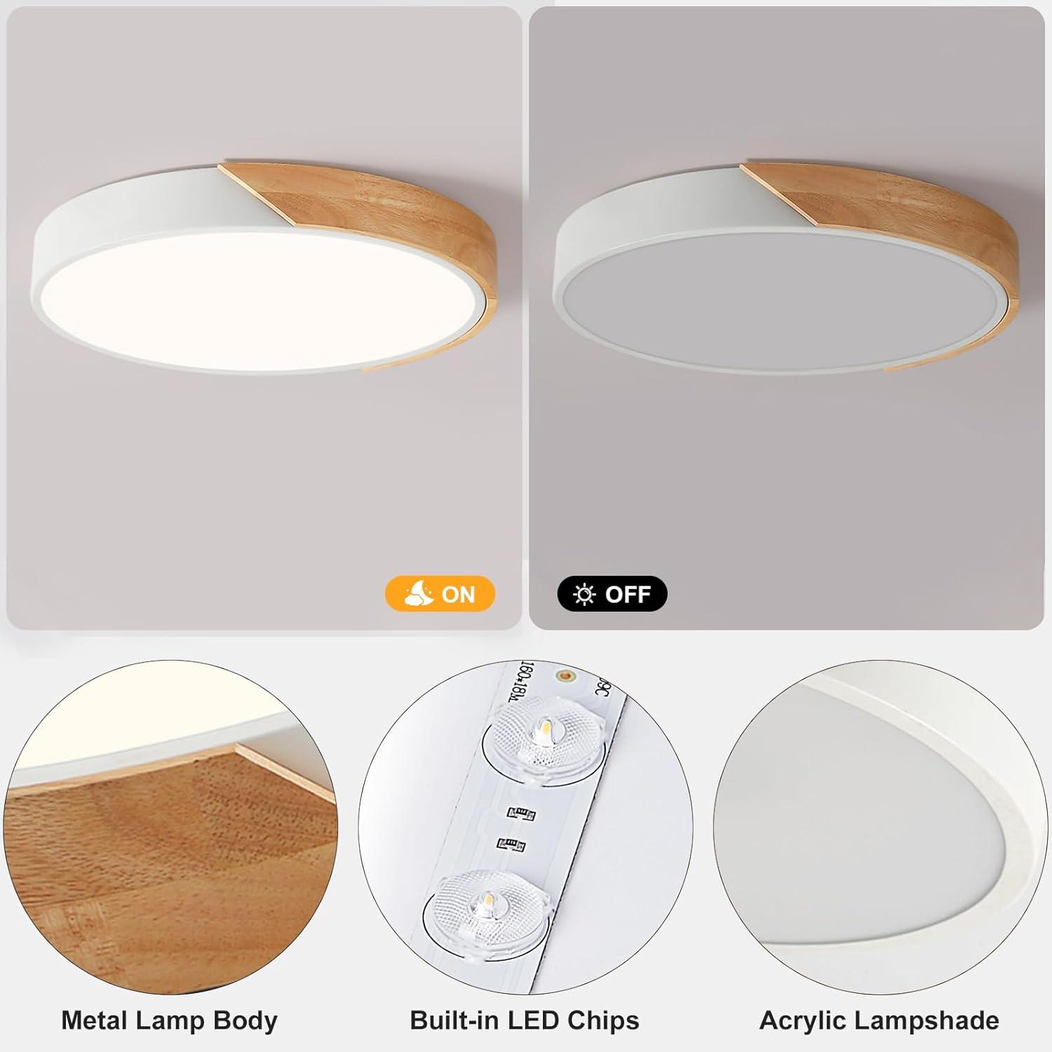 Modern White LED Ceiling Light with Frosted Acrylic Shade