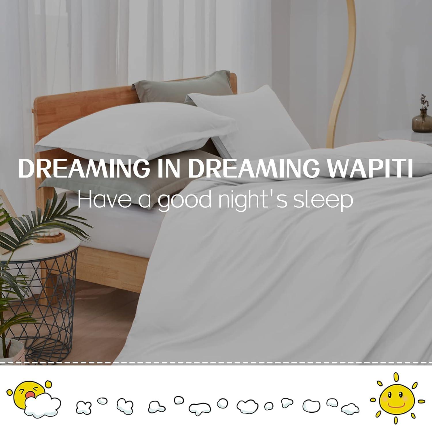 Dreaming Wapiti Duvet Cover Queen,Washed Microfiber Queen Size Duvet Cover Set,Solid Color - Soft and Breathable with Zipper Closure & Corner Ties (White, Queen)