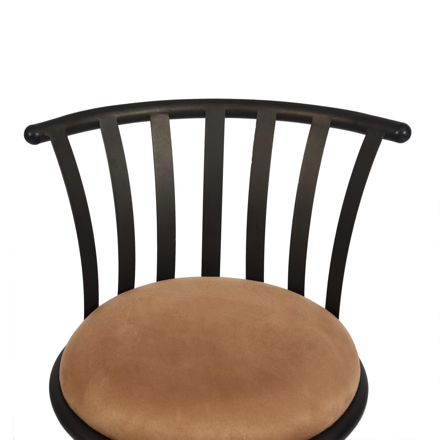 FurnitureR Brown Velvet 24'' Counter Stool Swivel High Back Barstools(Set of 2)