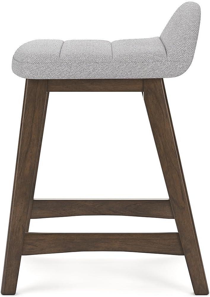 Light Gray and Brown Wood Counter Height Bar Stools, Set of 2