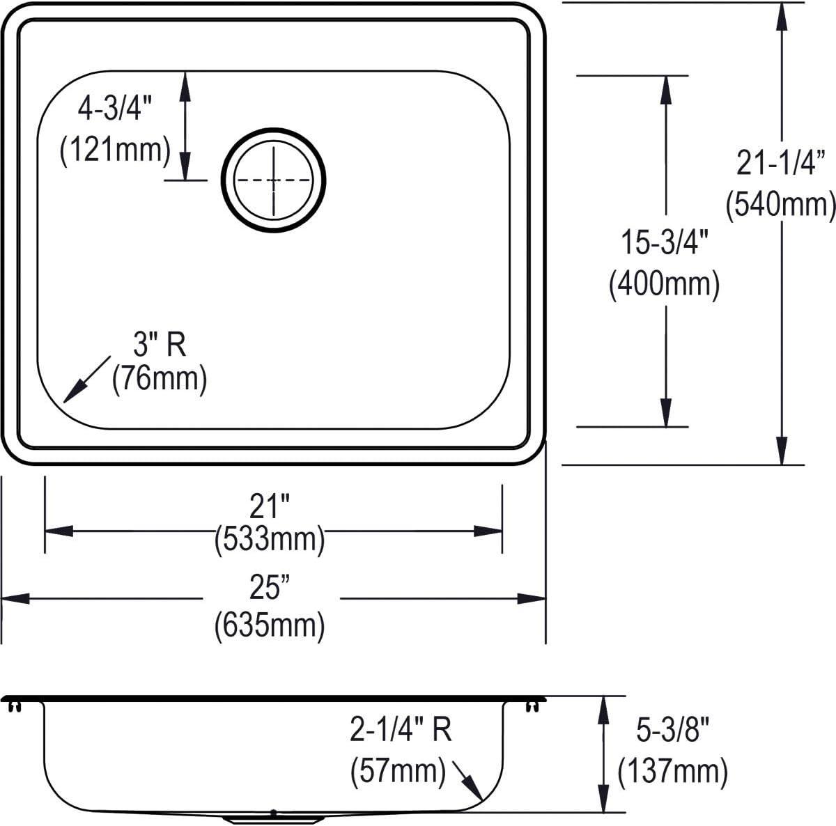 Dayton 25" L x 21" W Drop-in Kitchen Sink