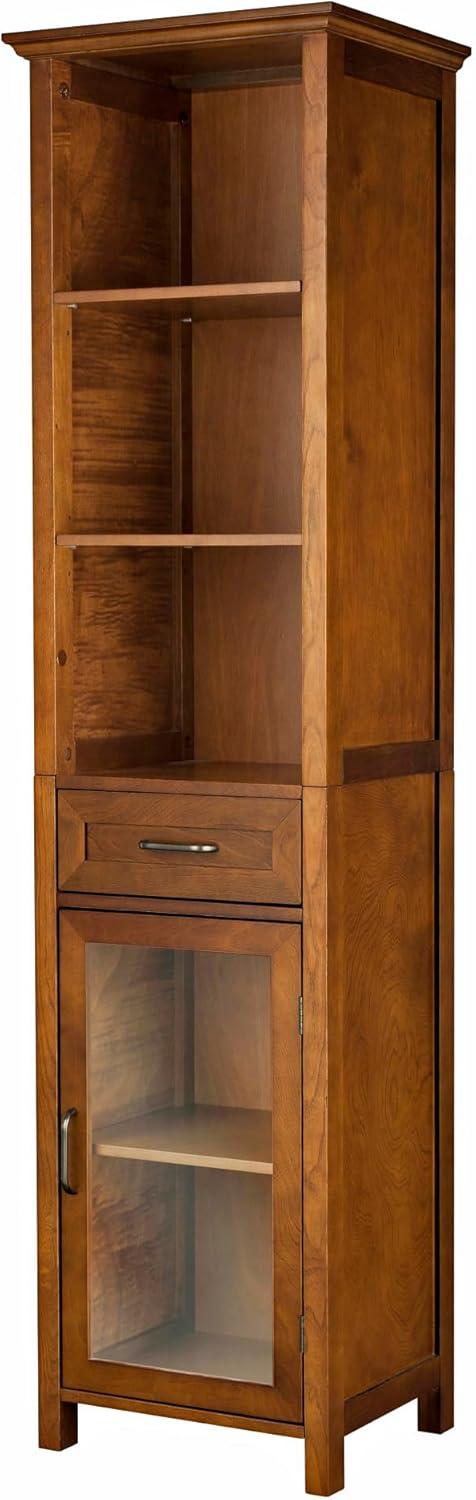 Avery Classic 65" Brown Oak Veneer Freestanding Cabinet with Adjustable Shelving